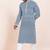 Blue/white rayon with sequenc embroidery premium designer festive wear kurta pyjama set