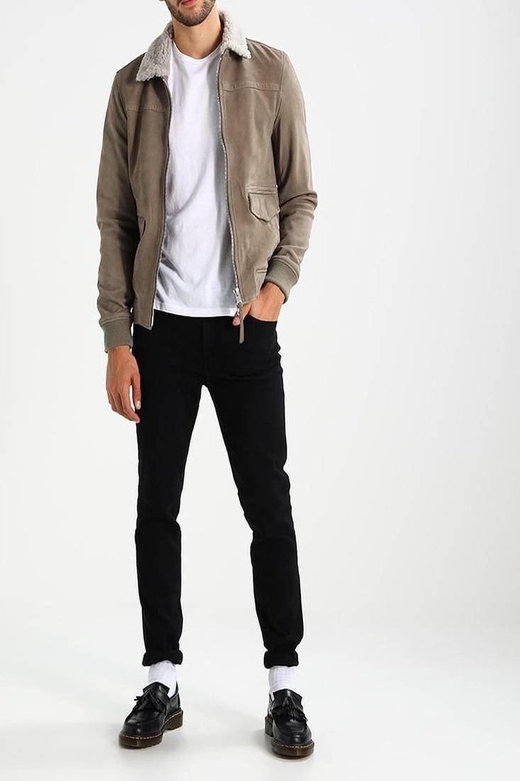 Men's genuine lambskin leather jacket leather motorcycle biker racer style jacket-cl-m120