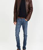 Men's genuine lambskin leather jacket leather motorcycle biker racer style jacket-cl-m124