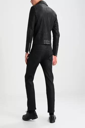 men's black lambskin leather jacket classic zip up style premium original
