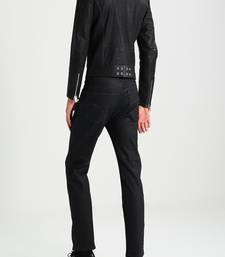Men's black genuine lambskin leather jacket modern fashion outfit leather jacket-l126