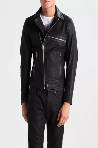 men's black lambskin leather jacket classic zip up style premium original