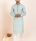 Light Green coton with croset work premium designer festive wear kurta pyjama set