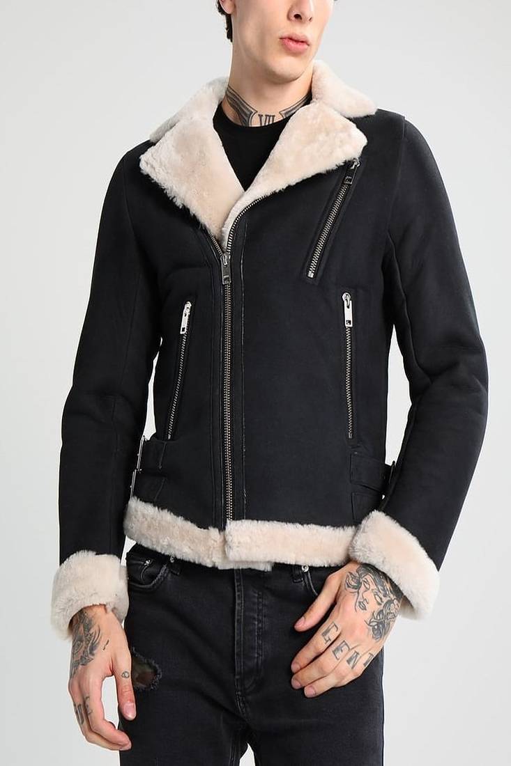 Men's black genuine lambskin leather jacket modern fashion outfit leather jacket-l127