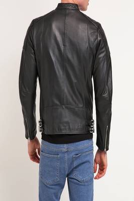 men's black lambskin leather jacket classic zip up style premium top grade 2
