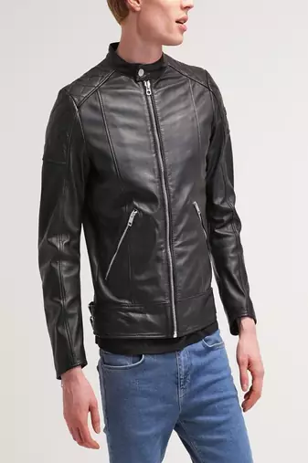 men's black lambskin leather jacket classic zip up style premium top grade