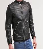 men's black lambskin leather jacket classic zip up style premium top grade
