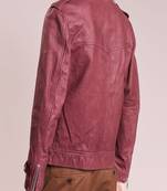 men's pink lambskin leather jacket classic zip up style