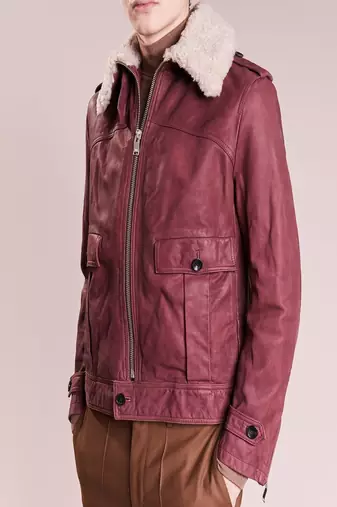 men's pink lambskin leather jacket classic zip up style