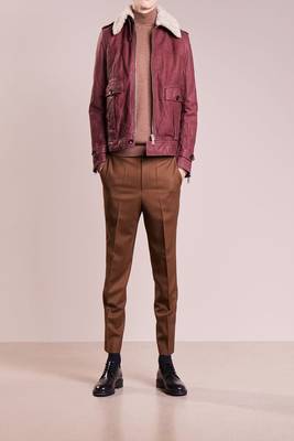 men's pink lambskin leather jacket classic zip up style 3
