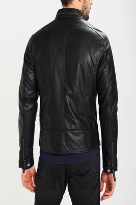 men's black lambskin leather jacket classic zip up style premium fine 2