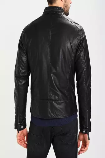 men's black lambskin leather jacket classic zip up style premium fine