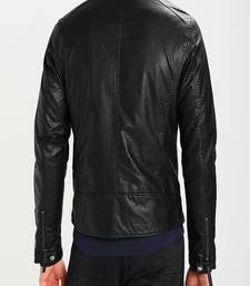 Men's black genuine lambskin leather jacket modern fashion outfit leather jacket-l131
