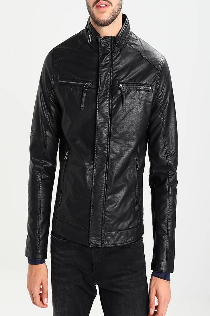 Men's black genuine lambskin leather jacket modern fashion outfit leather jacket-l131
