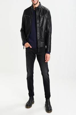 men's black lambskin leather jacket classic zip up style premium fine 3