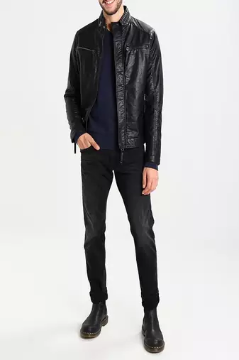men's black lambskin leather jacket classic zip up style premium fine