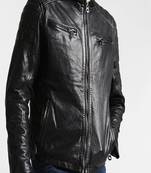 men's black lambskin leather jacket classic zip up style premium pro