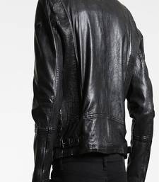 Men's black genuine lambskin leather jacket modern fashion outfit leather jacket-l134