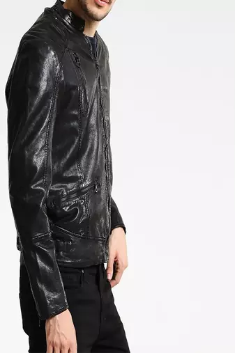 men's black lambskin leather jacket classic zip up style premium ultimate