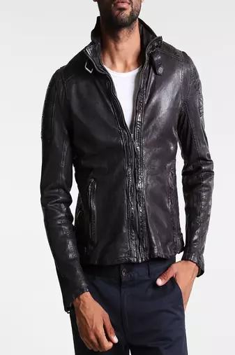 men's genuine lambskin leather biker jacket classic moto zip style exclusive high quality