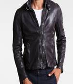 Men's genuine lambskin leather jacket leather motorcycle biker racer style jacket-cl-m135