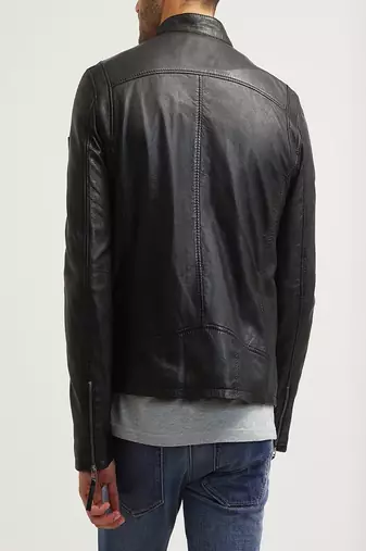 men's genuine lambskin leather biker jacket classic moto zip style exclusive top grade
