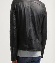 Men's genuine lambskin leather jacket leather motorcycle biker racer style jacket-cl-m136