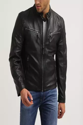 men's genuine lambskin leather biker jacket classic moto zip style exclusive top grade