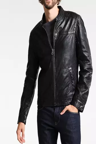 men's genuine lambskin leather biker jacket classic moto zip style exclusive fine