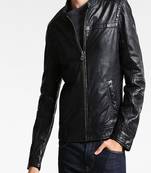 Men's genuine lambskin leather jacket leather motorcycle biker racer style jacket-cl-m137