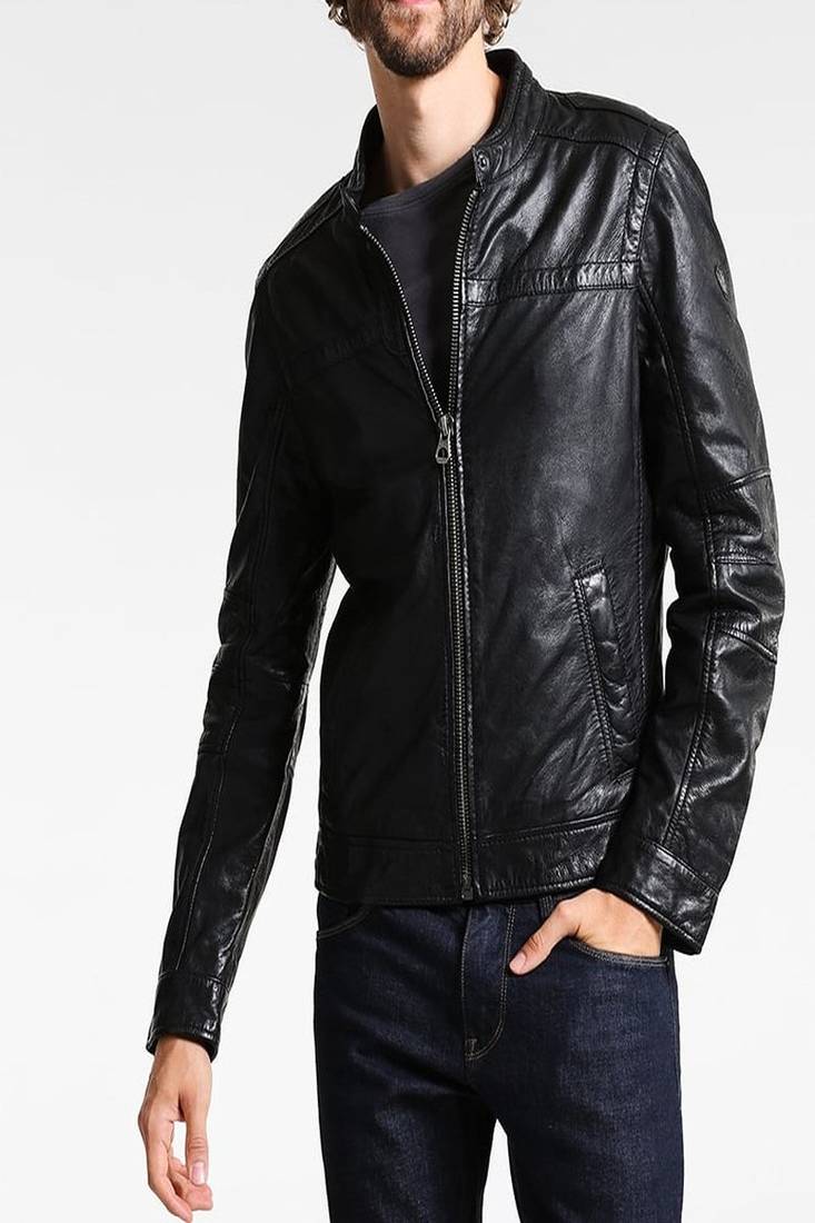 Men's genuine lambskin leather jacket leather motorcycle biker racer style jacket-cl-m137