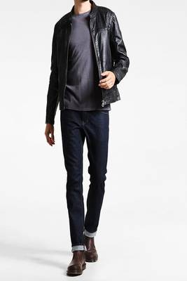 men's genuine lambskin leather biker jacket classic moto zip style exclusive fine 3