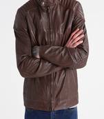 Men's genuine lambskin leather jacket leather motorcycle biker racer style jacket-cl-m140