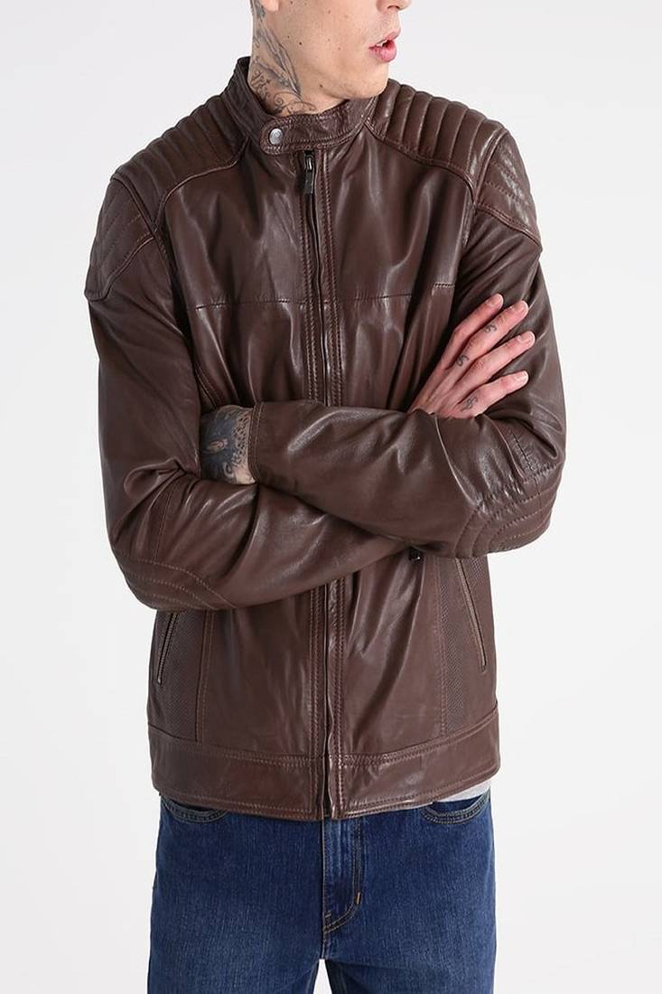 Men's genuine lambskin leather jacket leather motorcycle biker racer style jacket-cl-m140