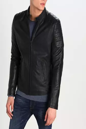 men's genuine lambskin leather biker jacket classic moto zip style modern premium