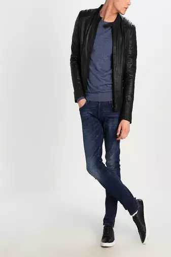 men's genuine lambskin leather biker jacket classic moto zip style modern premium
