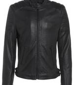 Men's genuine lambskin leather jacket leather motorcycle biker racer style jacket-cl-m142