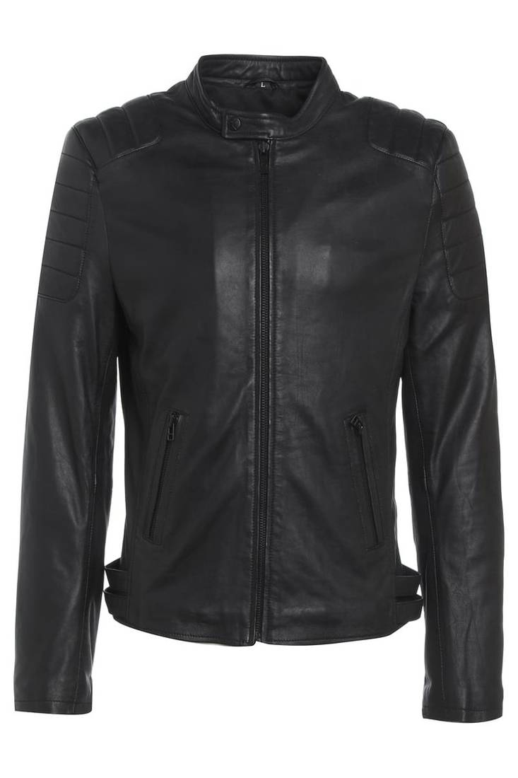 Men's genuine lambskin leather jacket leather motorcycle biker racer style jacket-cl-m142