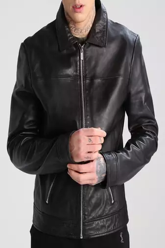 men's genuine lambskin leather biker jacket classic moto zip style modern exclusive
