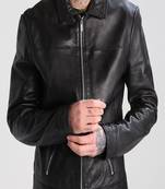 Men's genuine lambskin leather jacket leather motorcycle biker racer style jacket-cl-m143