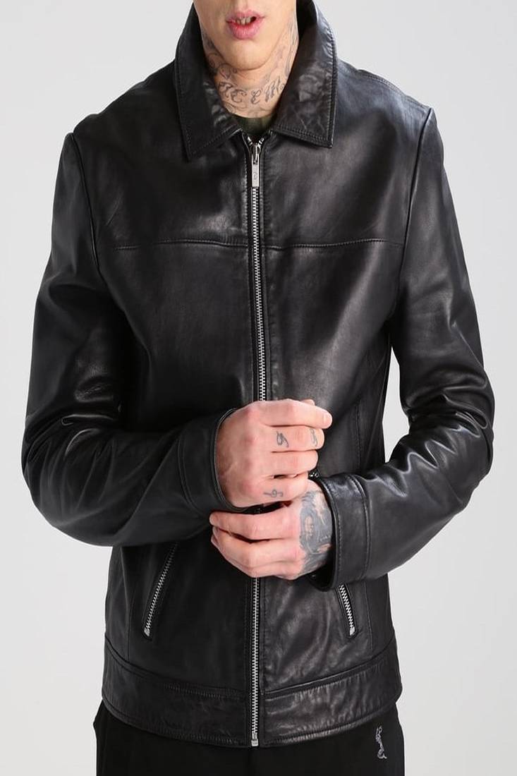 Men's genuine lambskin leather jacket leather motorcycle biker racer style jacket-cl-m143
