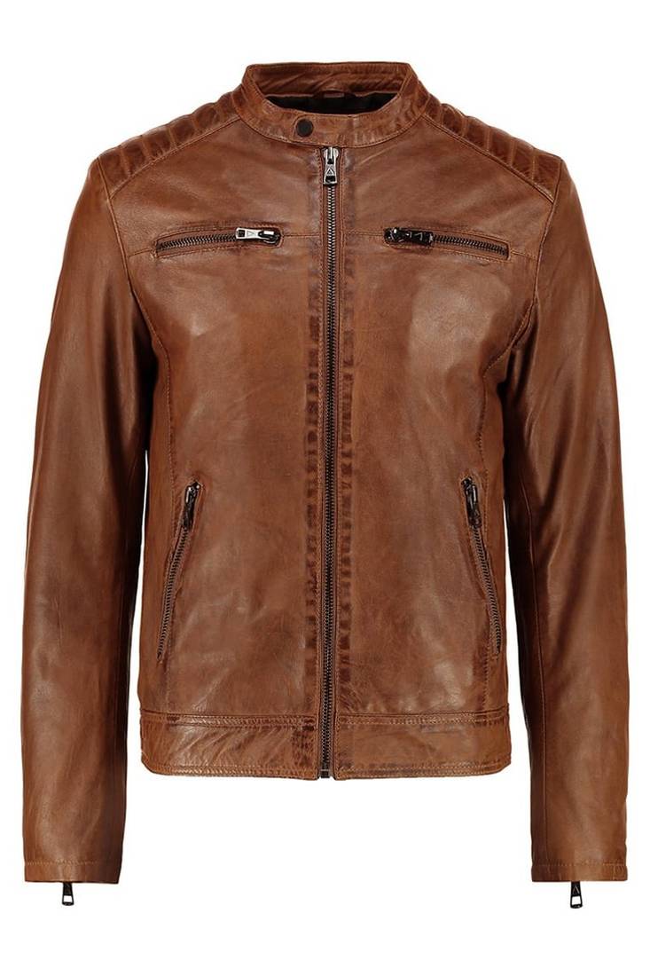 Men's genuine lambskin leather jacket leather motorcycle biker racer style jacket-cl-m144
