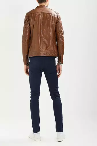 men's genuine lambskin leather biker jacket classic moto zip style modern modern