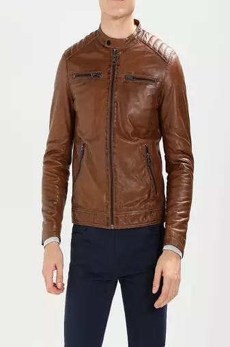 men's genuine lambskin leather biker jacket classic moto zip style modern modern