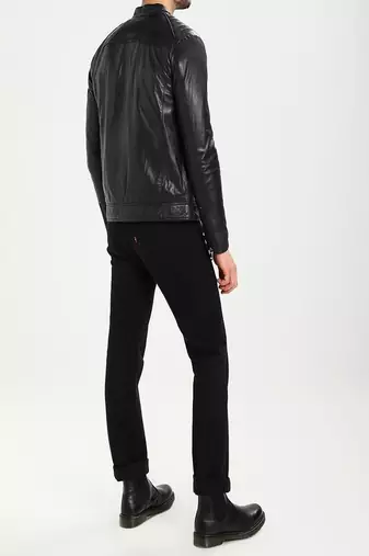 men's genuine lambskin leather biker jacket classic moto zip style modern stylish