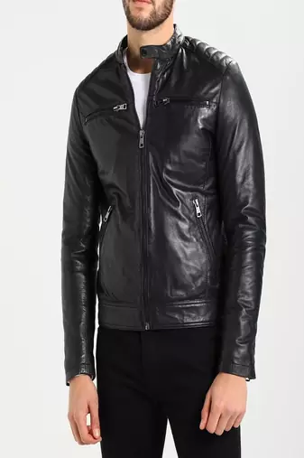 men's genuine lambskin leather biker jacket classic moto zip style modern stylish