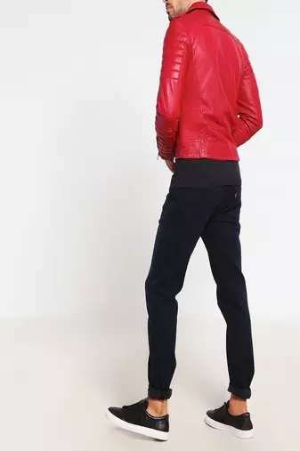 men's genuine lambskin leather biker jacket classic moto zip style modern authentic