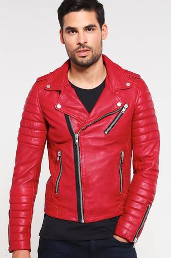 men's genuine lambskin leather biker jacket classic moto zip style modern authentic
