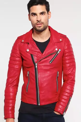 men's genuine lambskin leather biker jacket classic moto zip style modern authentic