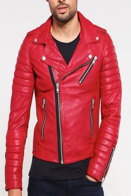 men's genuine lambskin leather biker jacket classic moto zip style modern authentic 3